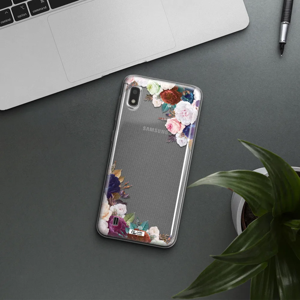 a corner of flowers with leaves Samsung A10 Clear TPU Case