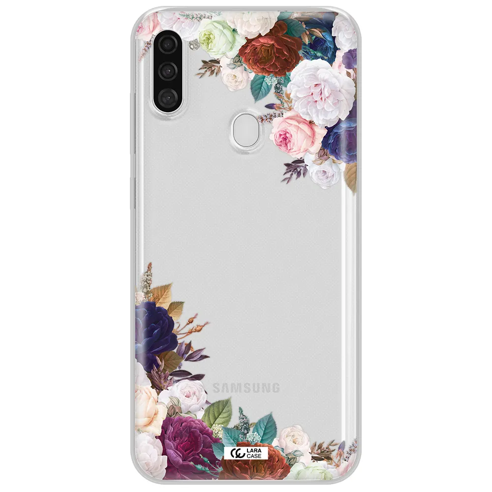a corner of flowers with leaves Samsung A11 Clear TPU Case