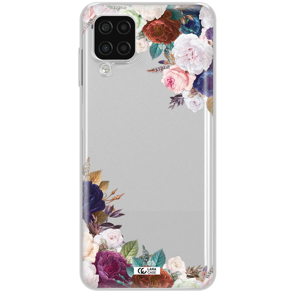 a corner of flowers with leaves Samsung A12 4g Clear TPU Case