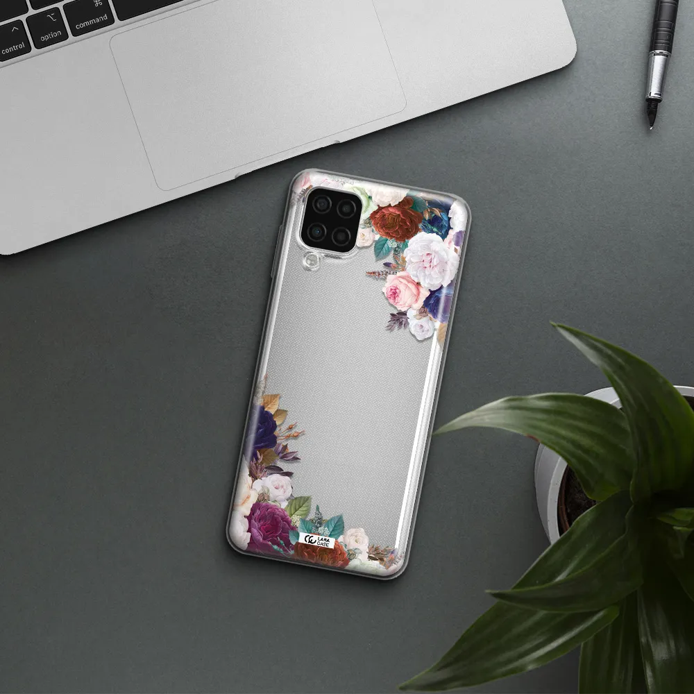 a corner of flowers with leaves Samsung A12 4g Clear TPU Case