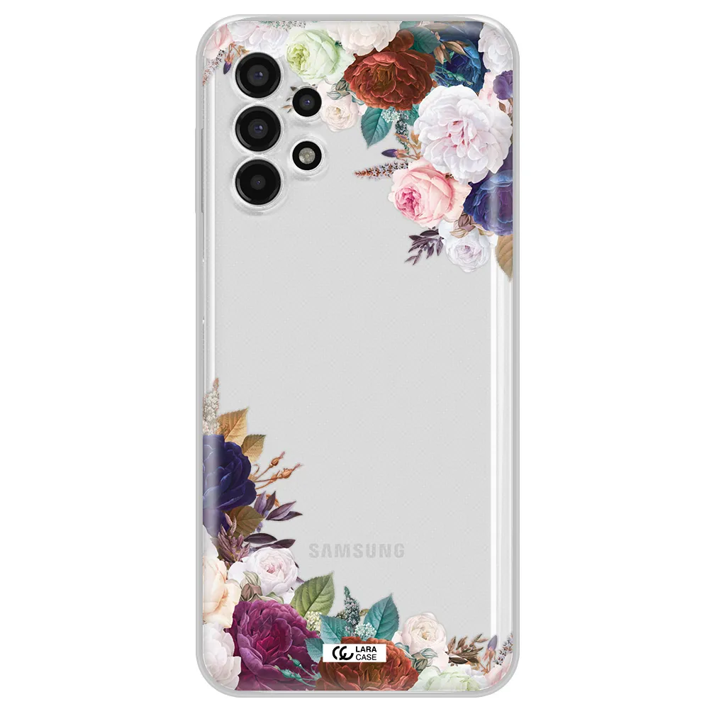 a corner of flowers with leaves Samsung A13 4g Clear TPU Case