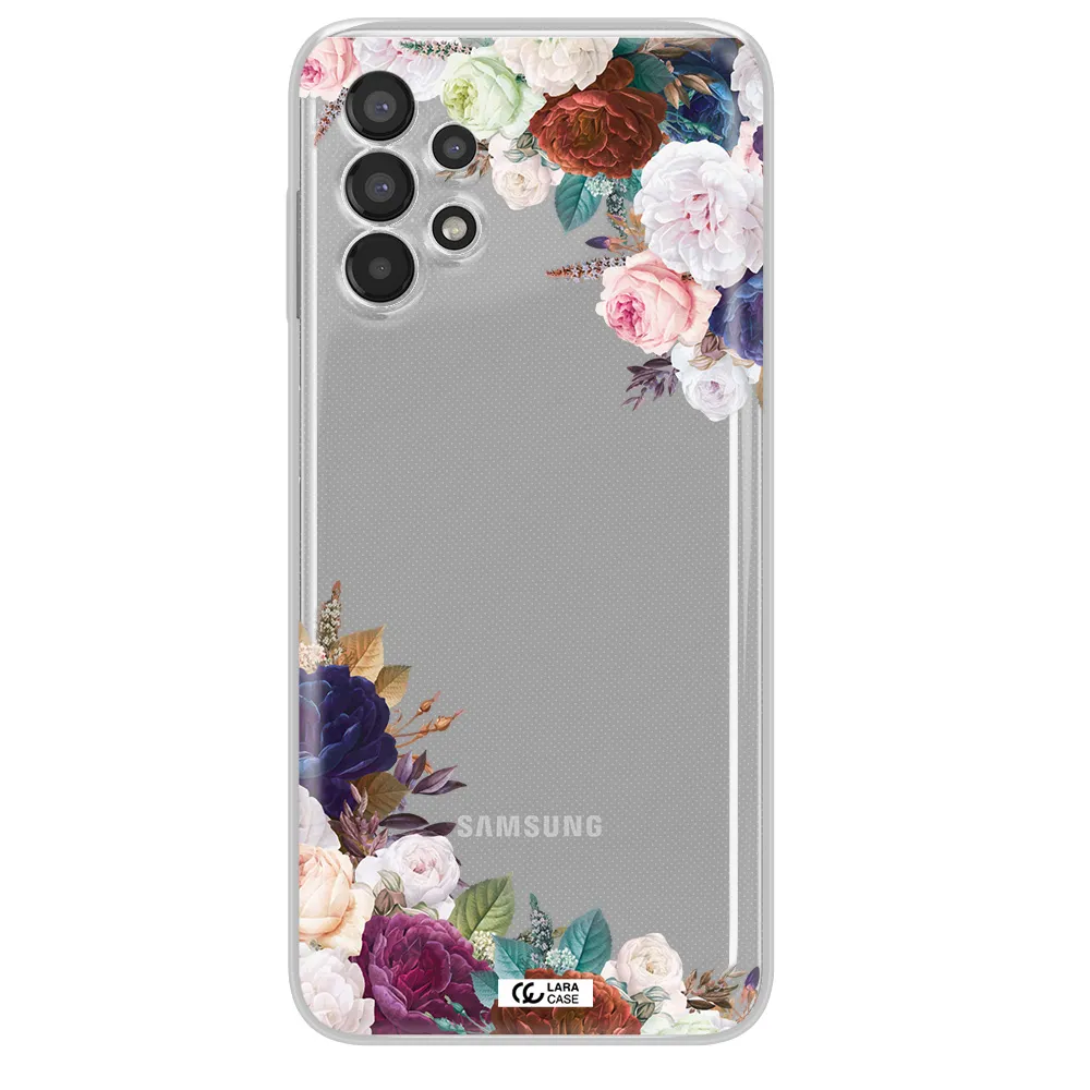 a corner of flowers with leaves Samsung A13 Clear TPU Case