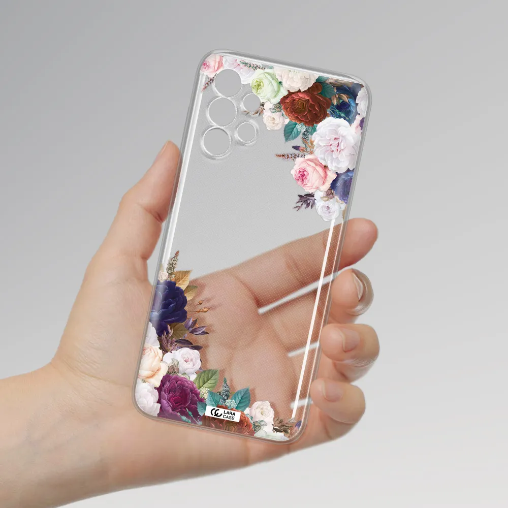a corner of flowers with leaves Samsung A13 Clear TPU Case