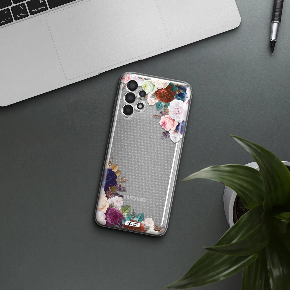 a corner of flowers with leaves Samsung A13 Clear TPU Case