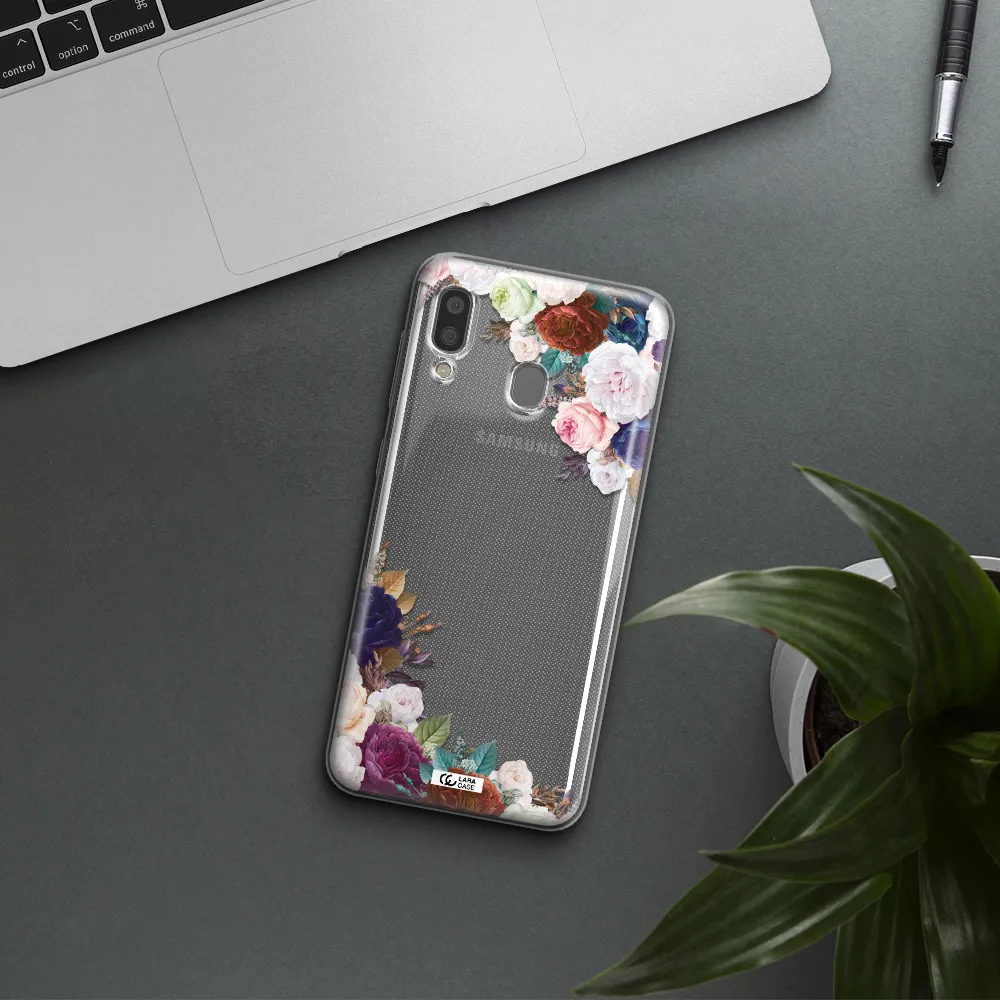 a corner of flowers with leaves Samsung A20 Clear TPU Case