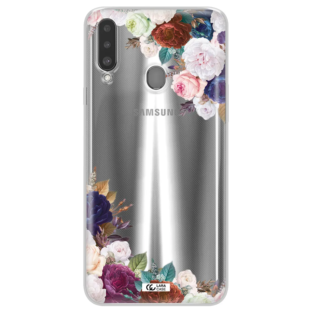 a corner of flowers with leaves Samsung A20S Clear TPU Case