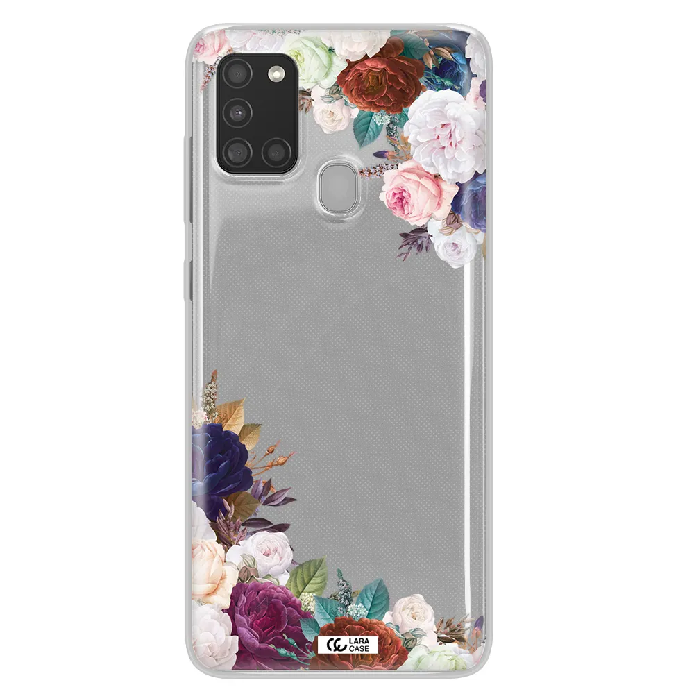 a corner of flowers with leaves Samsung A21S Clear TPU Case