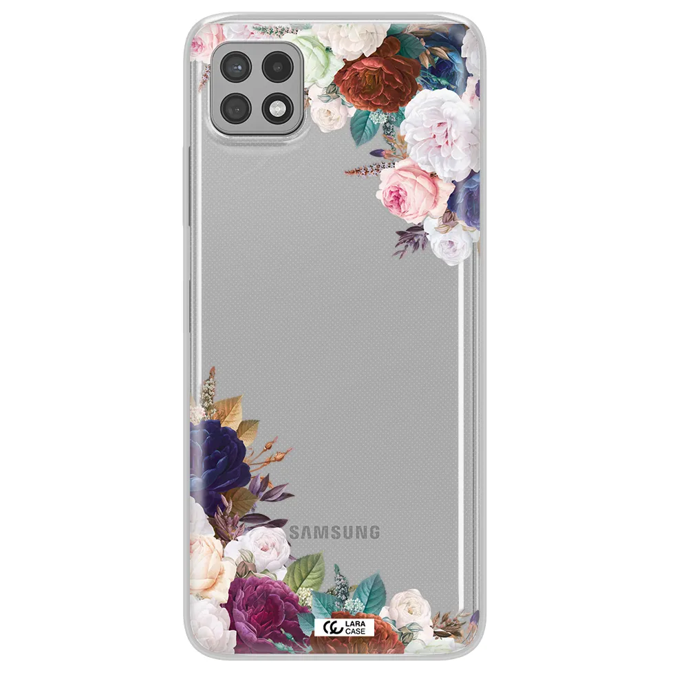 a corner of flowers with leaves Samsung A22 5g Clear TPU Case
