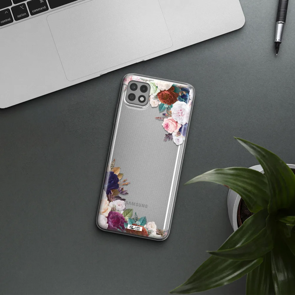 a corner of flowers with leaves Samsung A22 5g Clear TPU Case