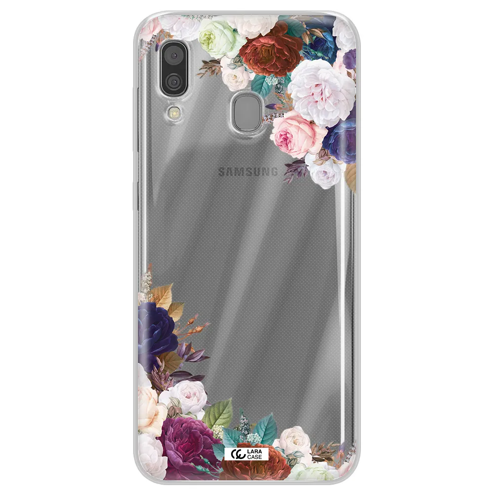 a corner of flowers with leaves Samsung A30 Clear TPU Case