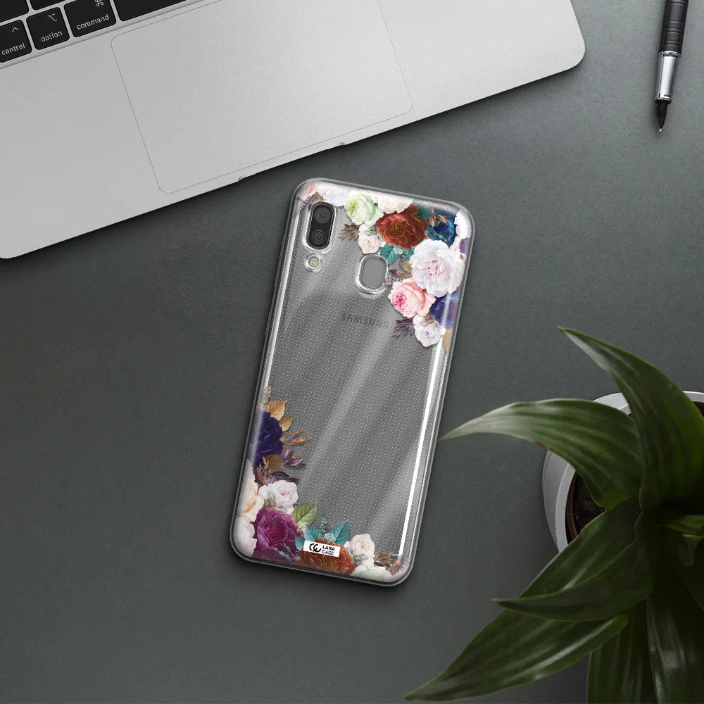 a corner of flowers with leaves Samsung A30 Clear TPU Case
