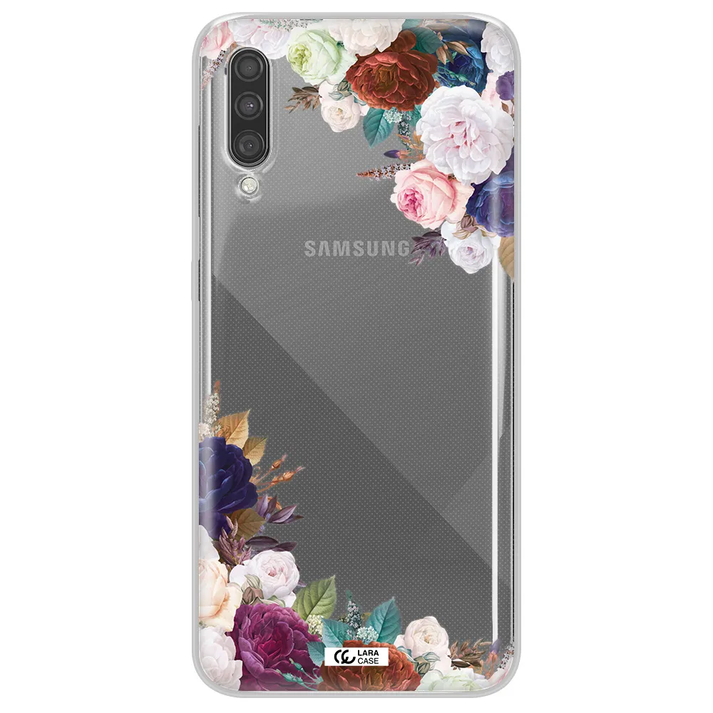 a corner of flowers with leaves Samsung A30S Clear TPU Case