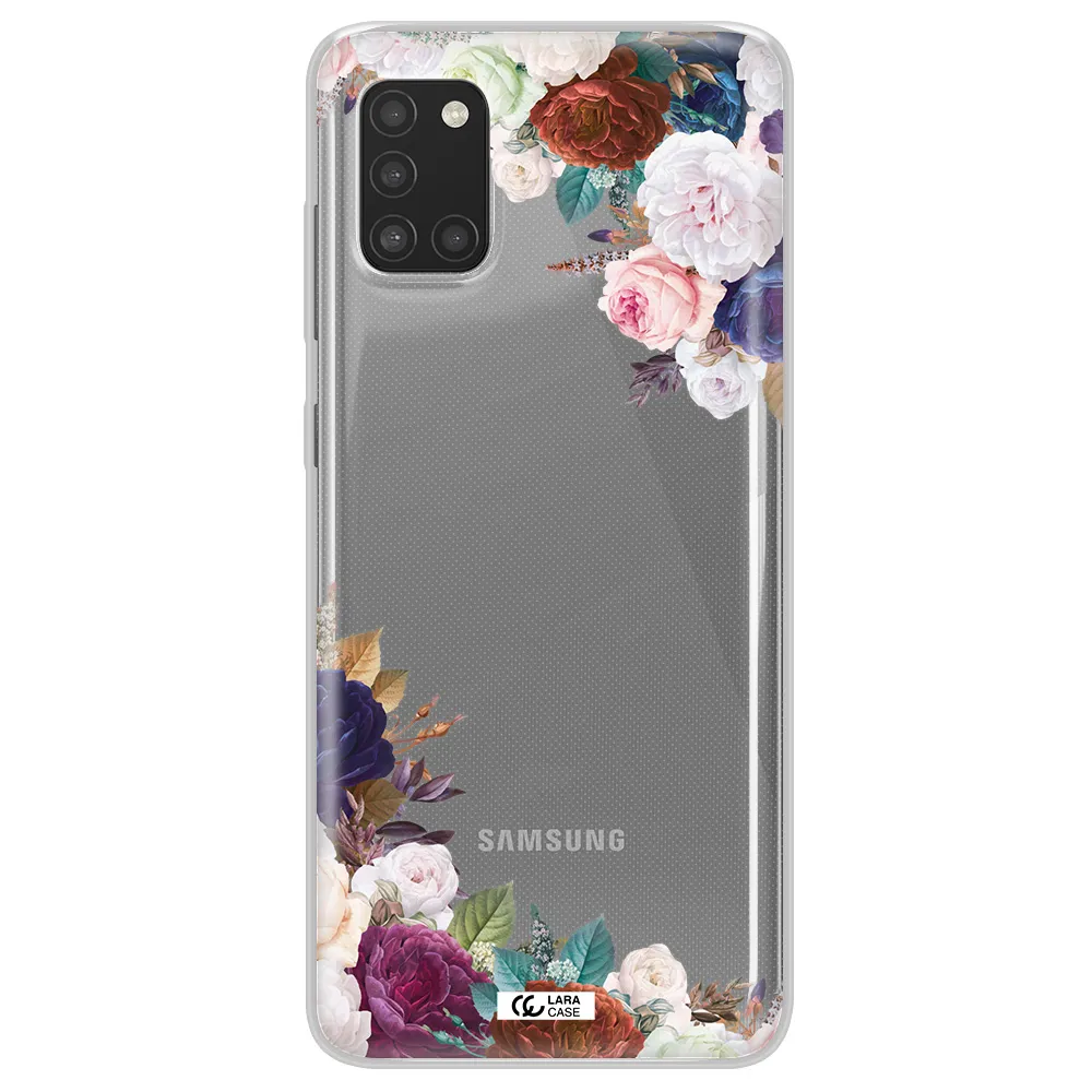 a corner of flowers with leaves Samsung A31 Clear TPU Case