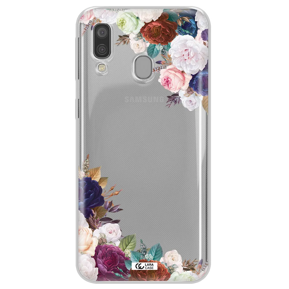 a corner of flowers with leaves Samsung A40 Clear TPU Case