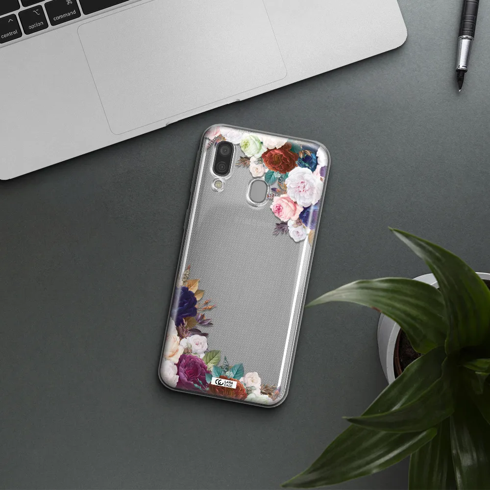 a corner of flowers with leaves Samsung A40 Clear TPU Case