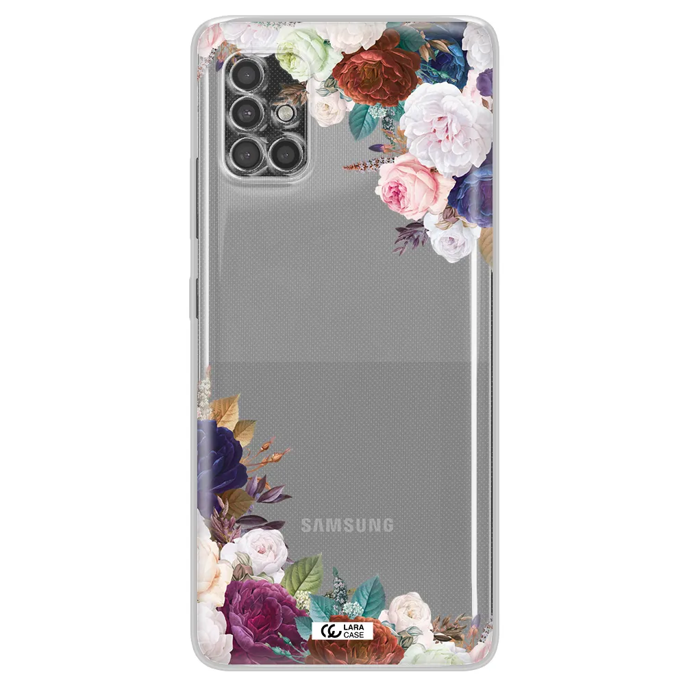 A Corner Of Flowers With Leaves Samsung A40S Clear Tpu Case