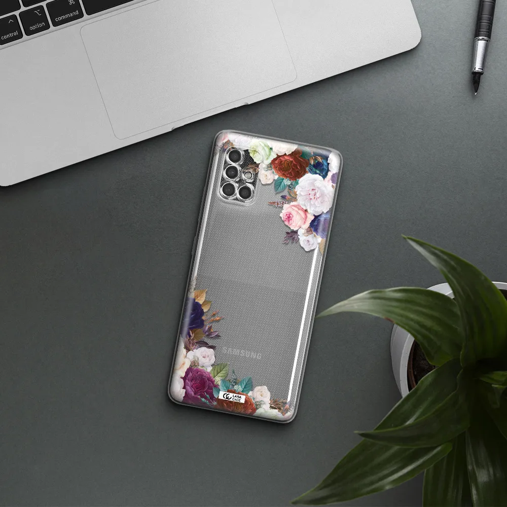 A Corner Of Flowers With Leaves Samsung A40S Clear Tpu Case