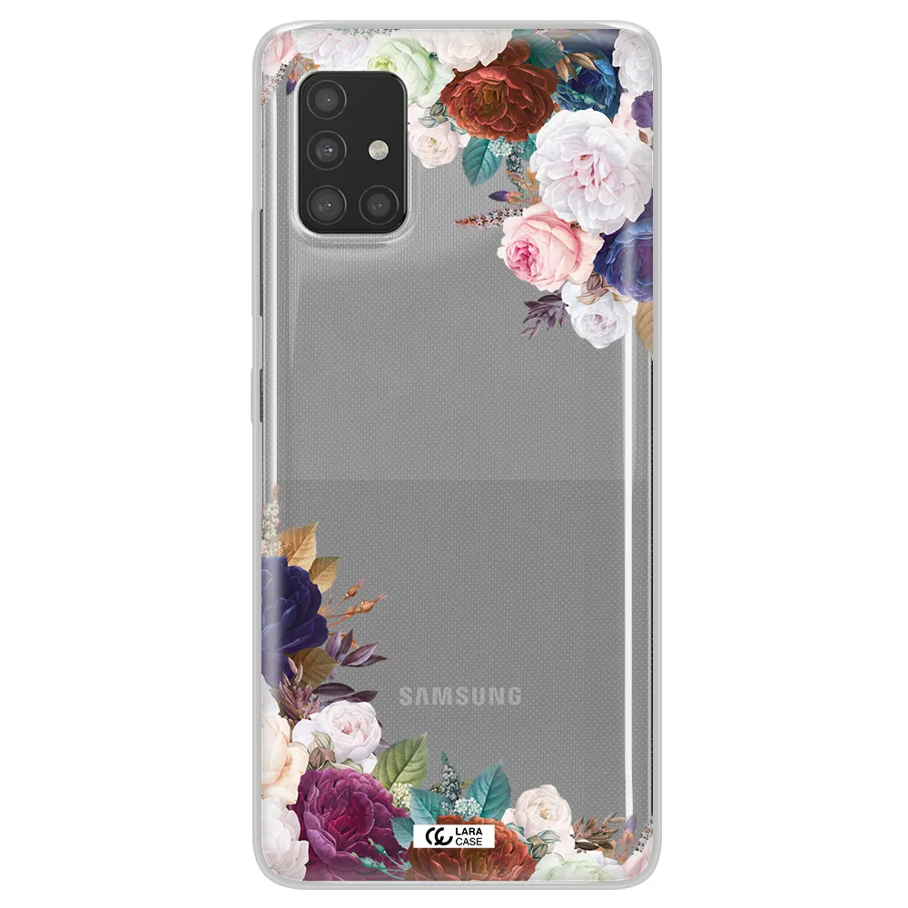 a corner of flowers with leaves Samsung A51 Clear TPU Case