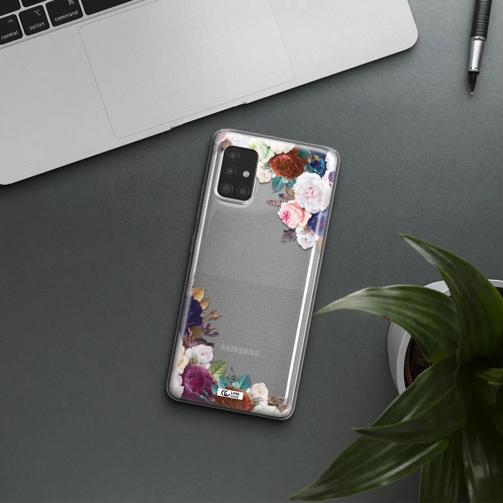 a corner of flowers with leaves Samsung A51 Clear TPU Case