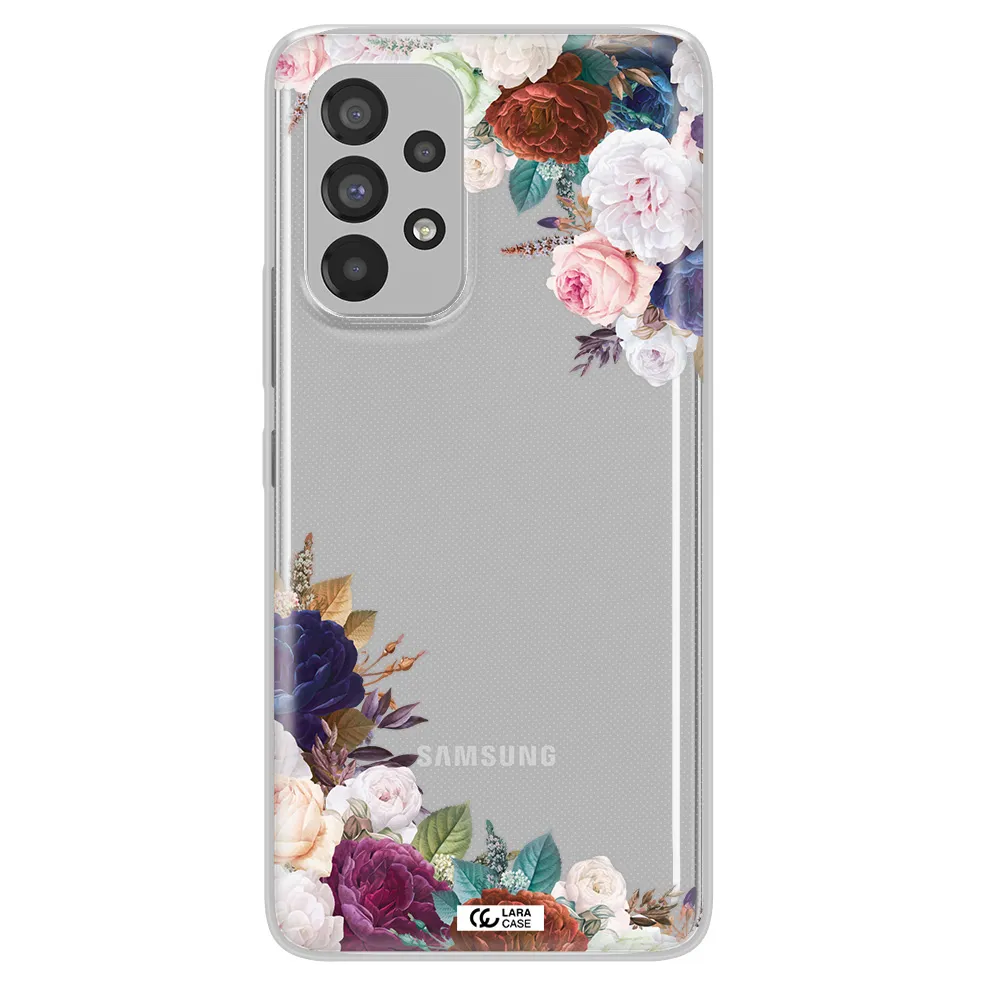 a corner of flowers with leaves Samsung A53 Clear TPU Case
