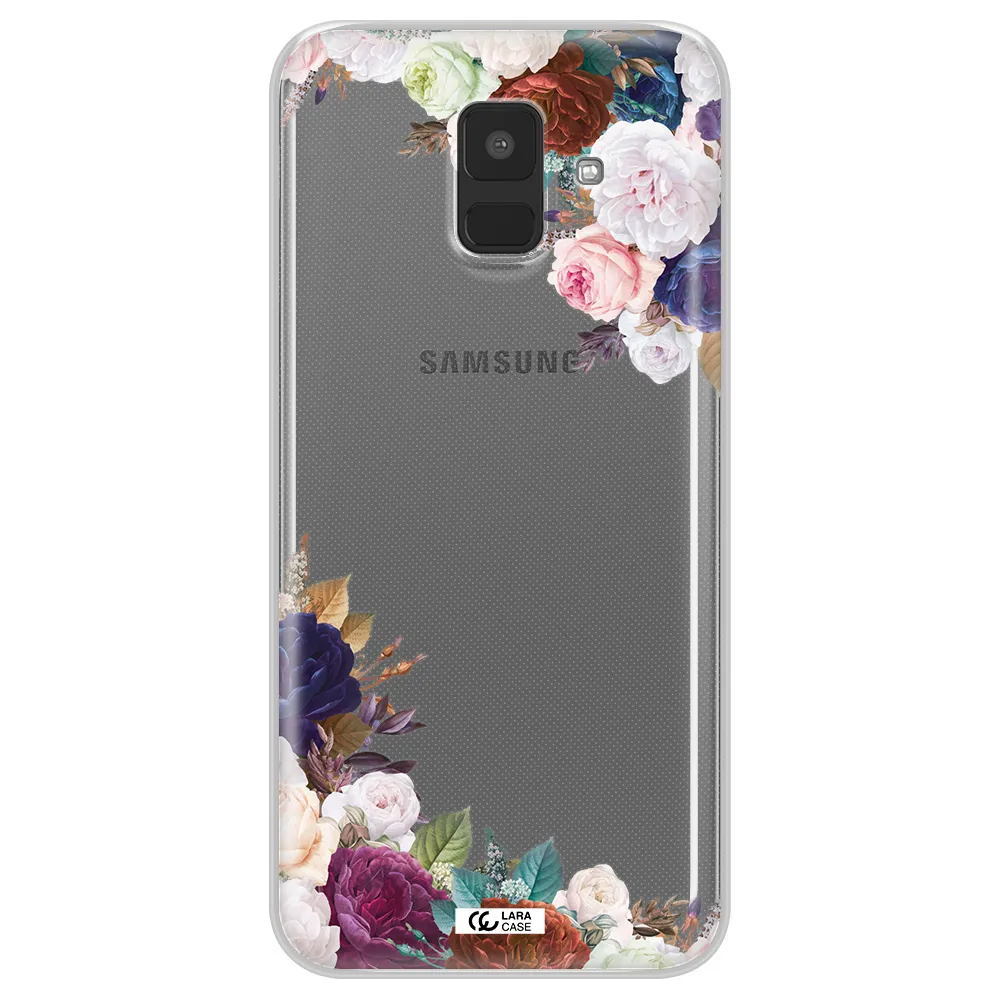 a corner of flowers with leaves Samsung A6 Clear TPU Case
