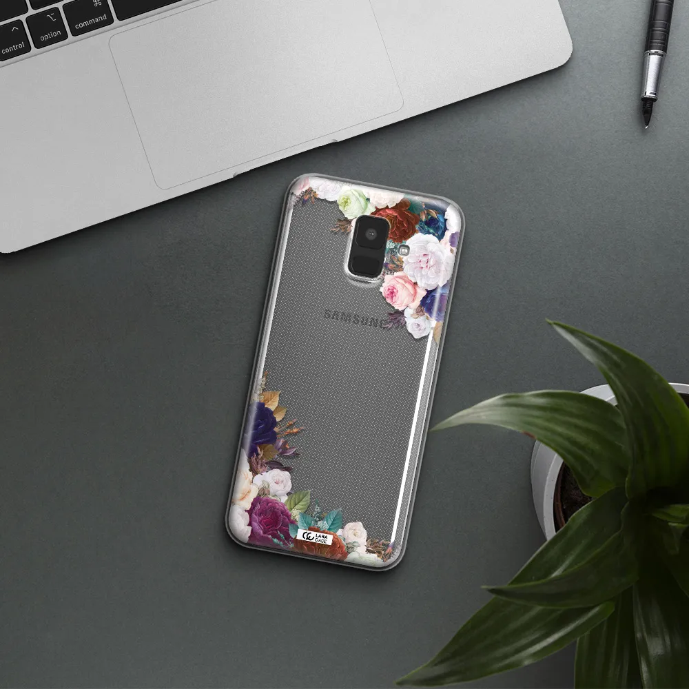 a corner of flowers with leaves Samsung A6 Clear TPU Case