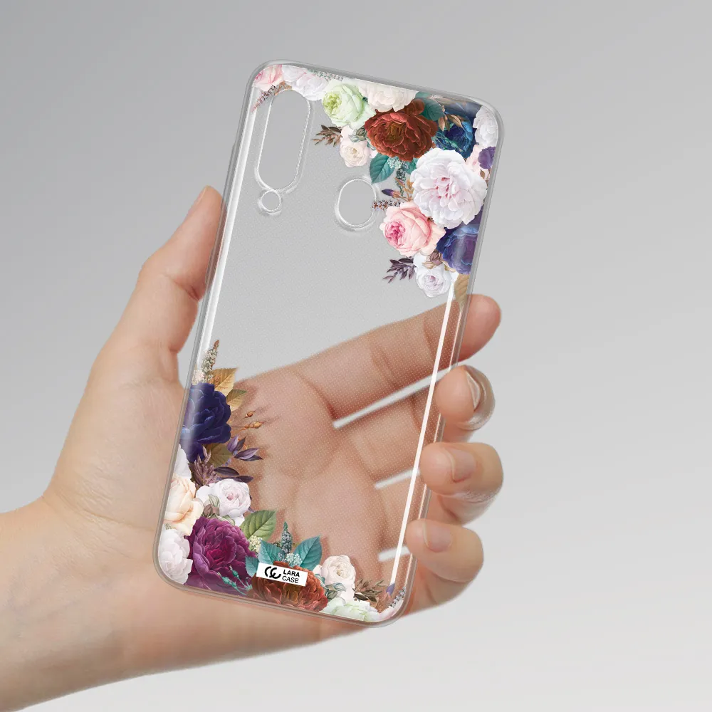a corner of flowers with leaves Samsung A60 Clear TPU Case