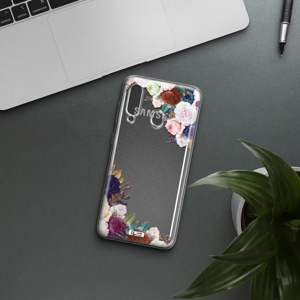 a corner of flowers with leaves Samsung A60 Clear TPU Case