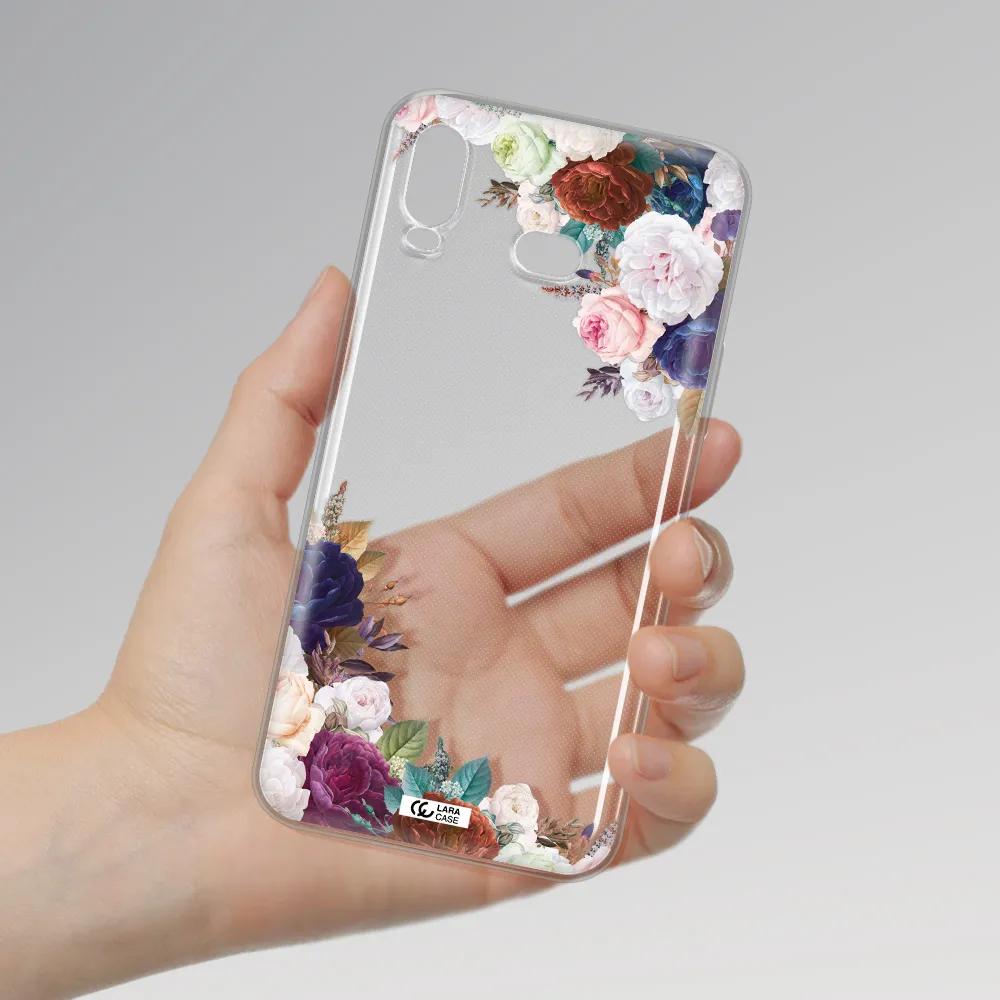 a corner of flowers with leaves Samsung A6S Clear TPU Case
