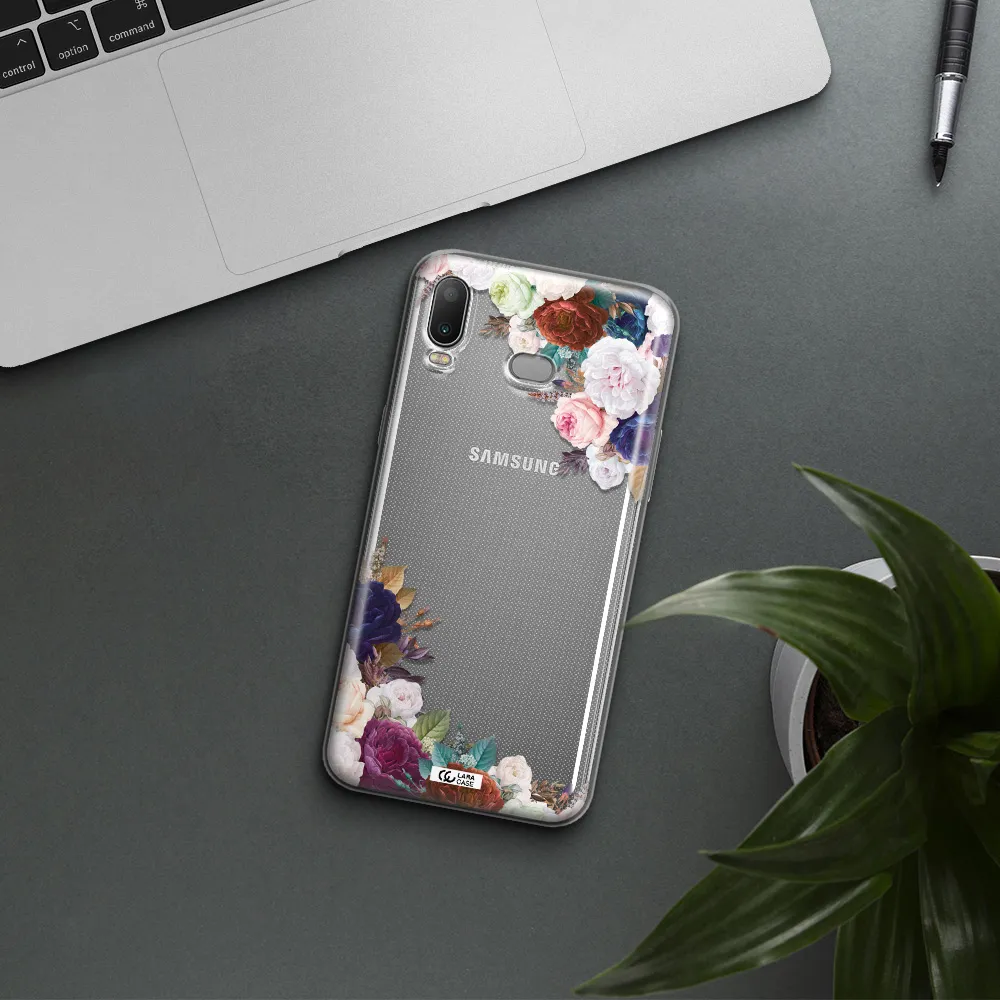 a corner of flowers with leaves Samsung A6S Clear TPU Case