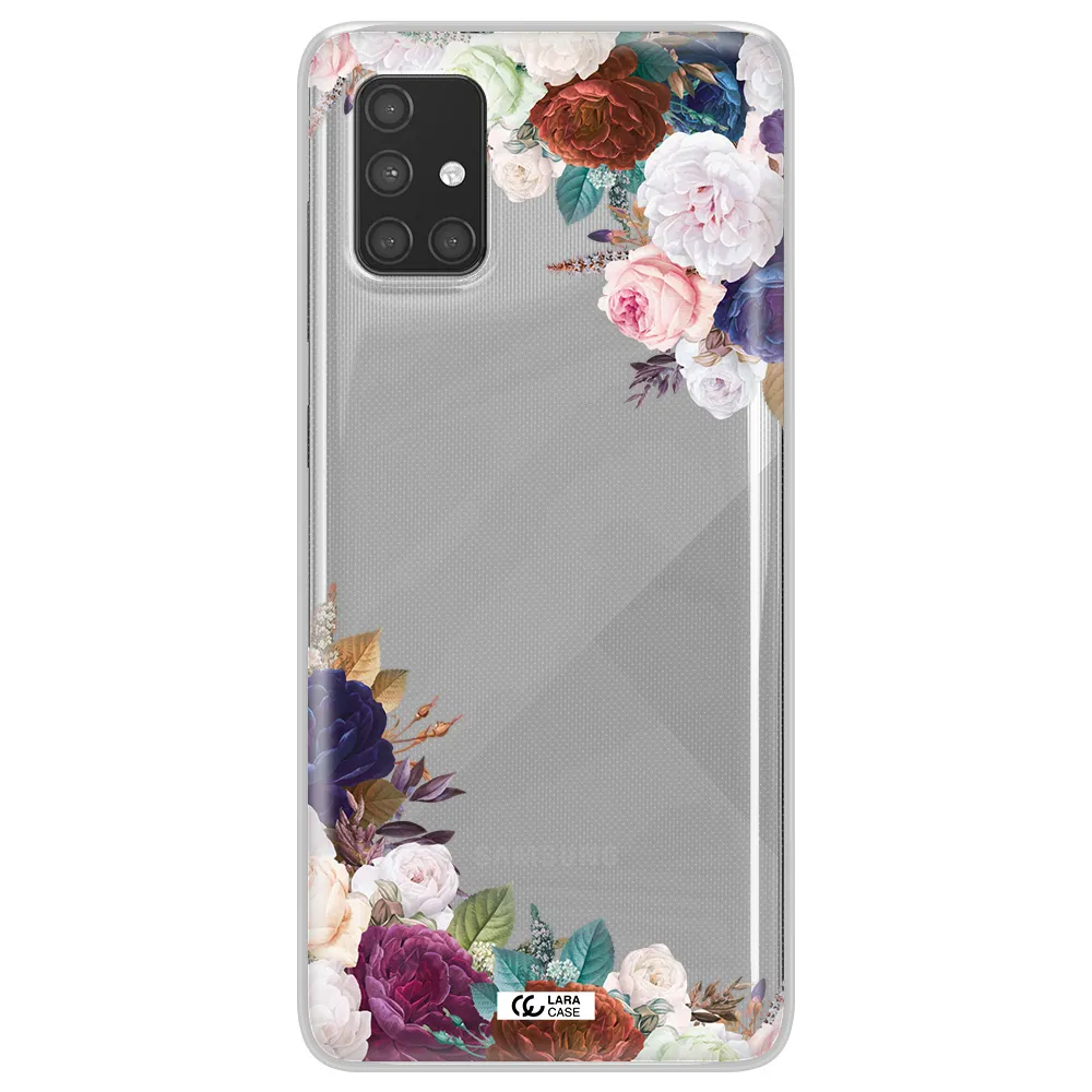 a corner of flowers with leaves Samsung A71 Clear TPU Case
