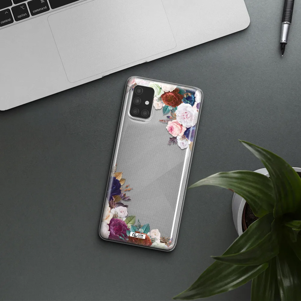 a corner of flowers with leaves Samsung A71 Clear TPU Case