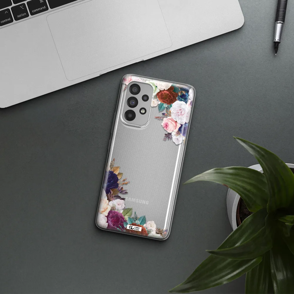 a corner of flowers with leaves Samsung A73 Clear TPU Case