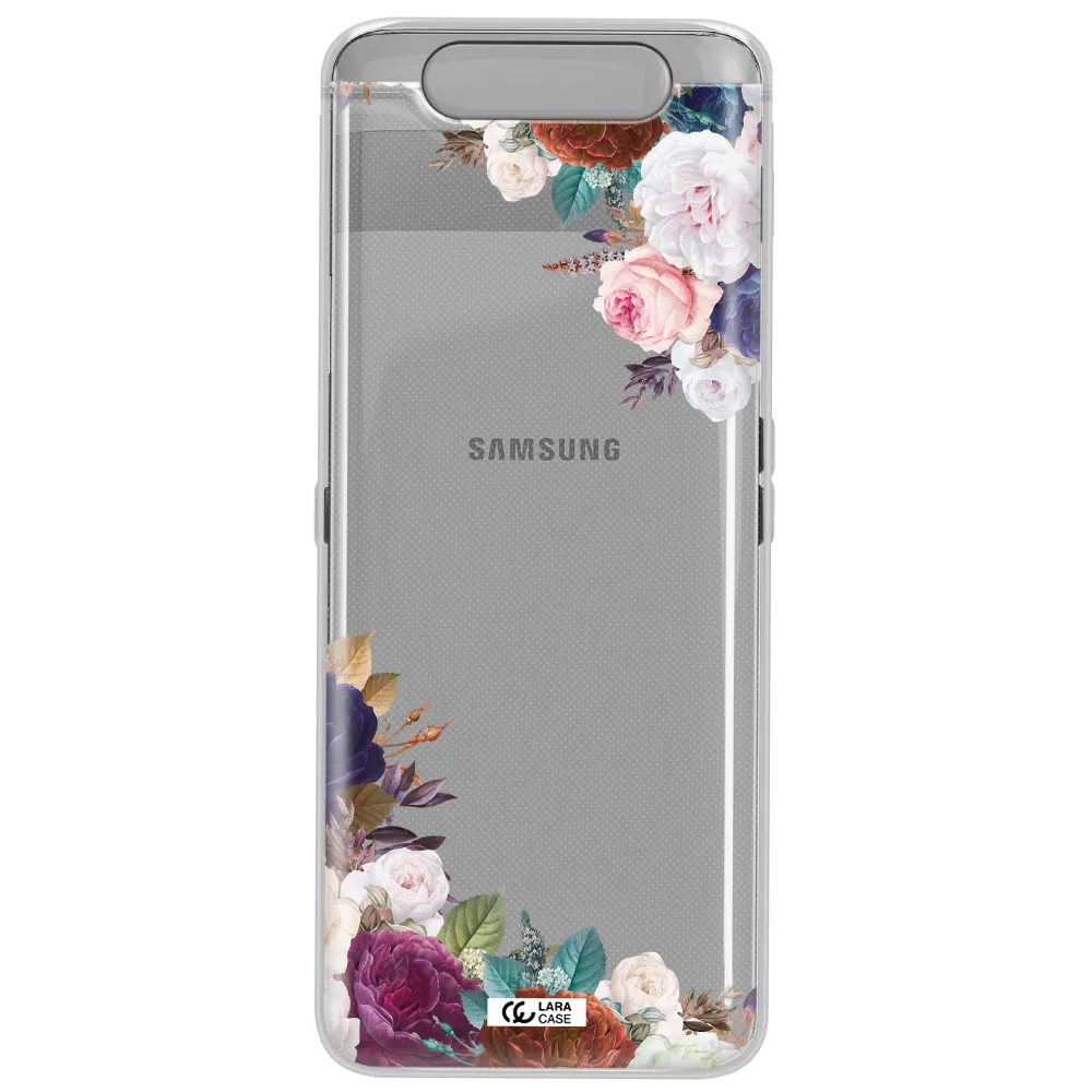 a corner of flowers with leaves Samsung A80 Clear TPU Case