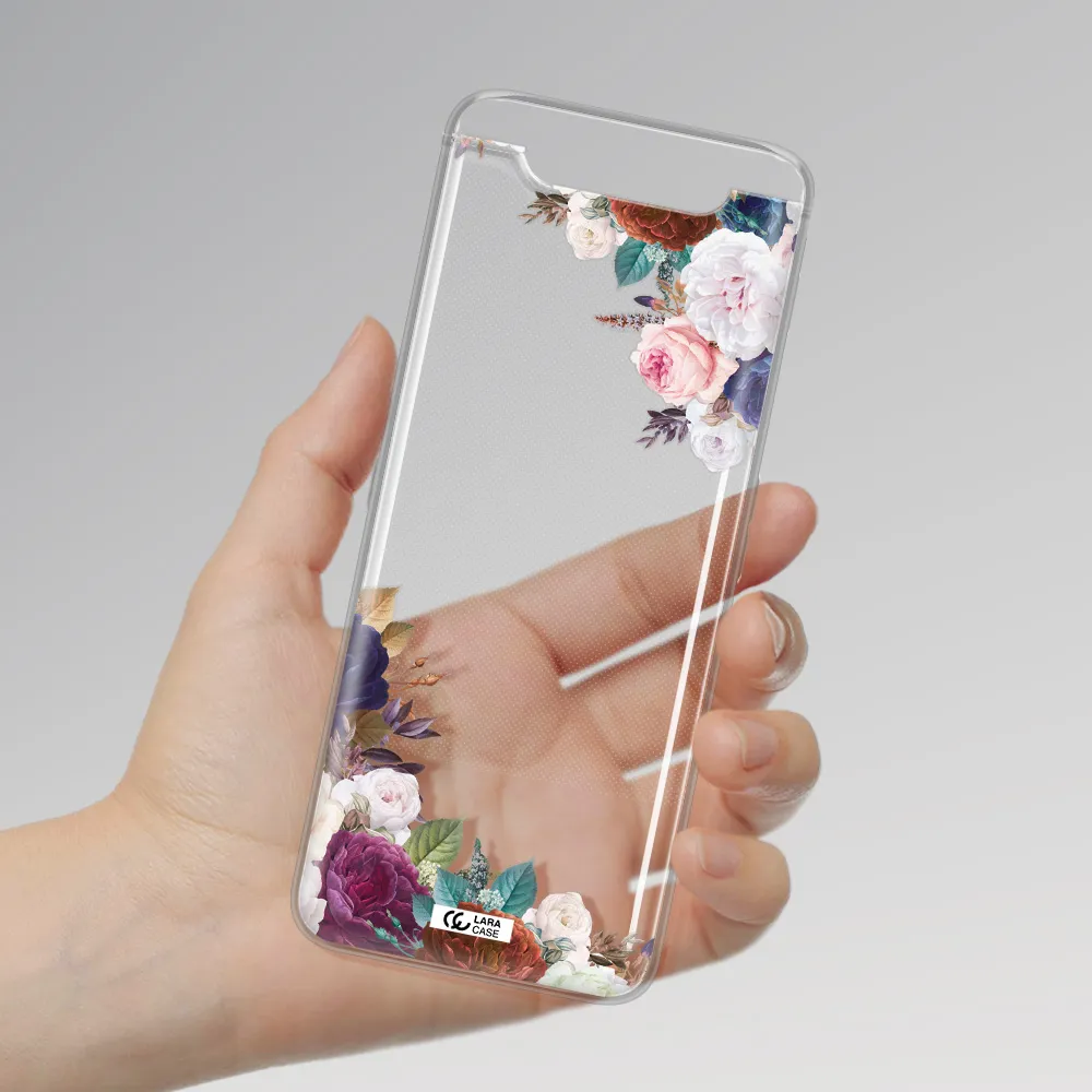 a corner of flowers with leaves Samsung A80 Clear TPU Case