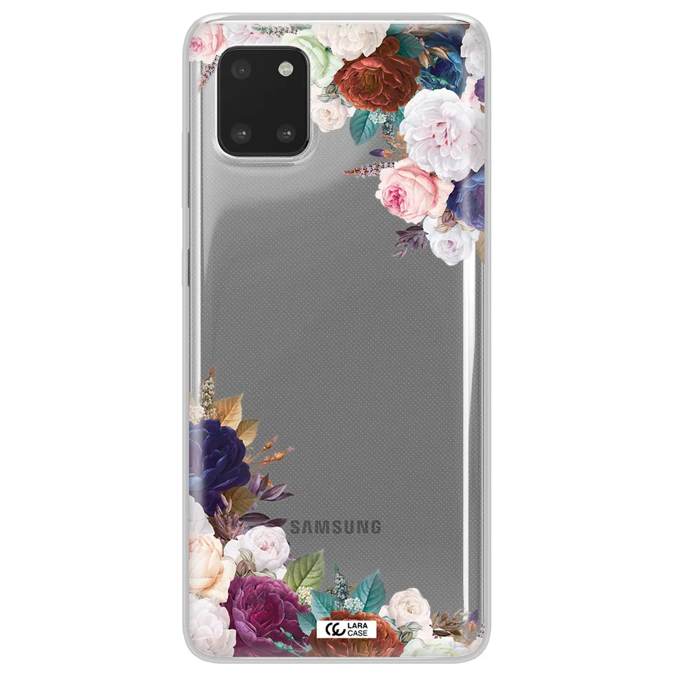 a corner of flowers with leaves Samsung A81 Clear TPU Case
