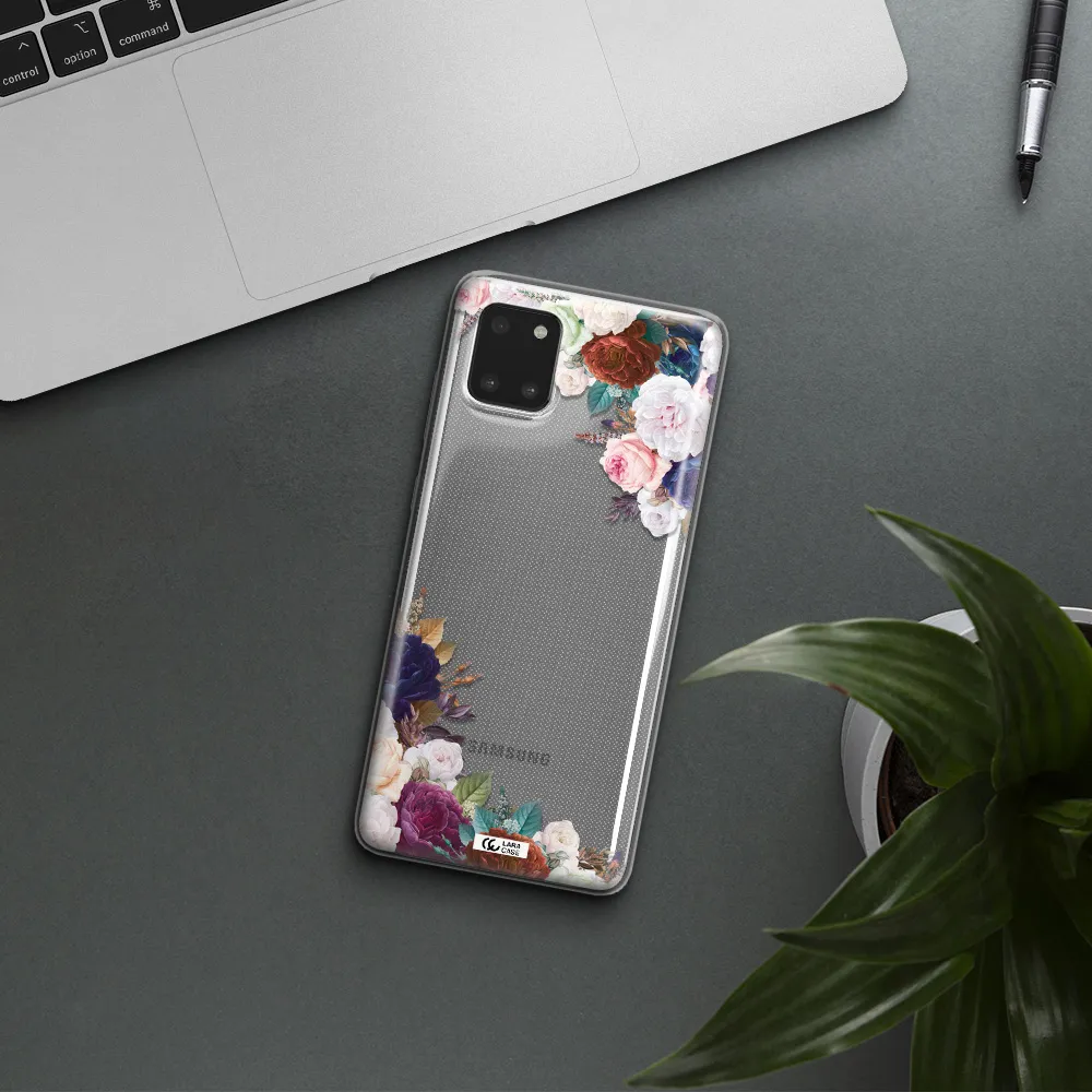 a corner of flowers with leaves Samsung A81 Clear TPU Case