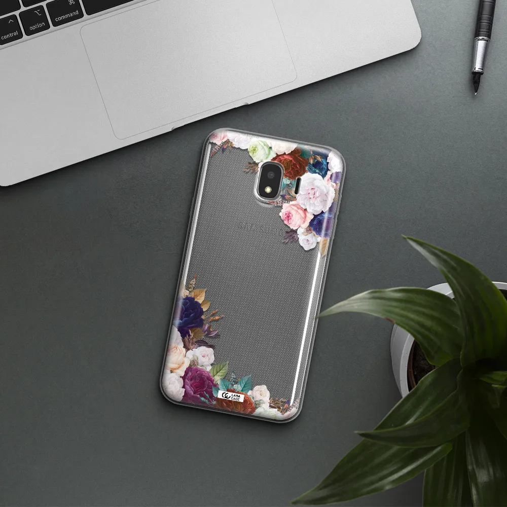 a corner of flowers with leaves Samsung J4 Clear TPU Case