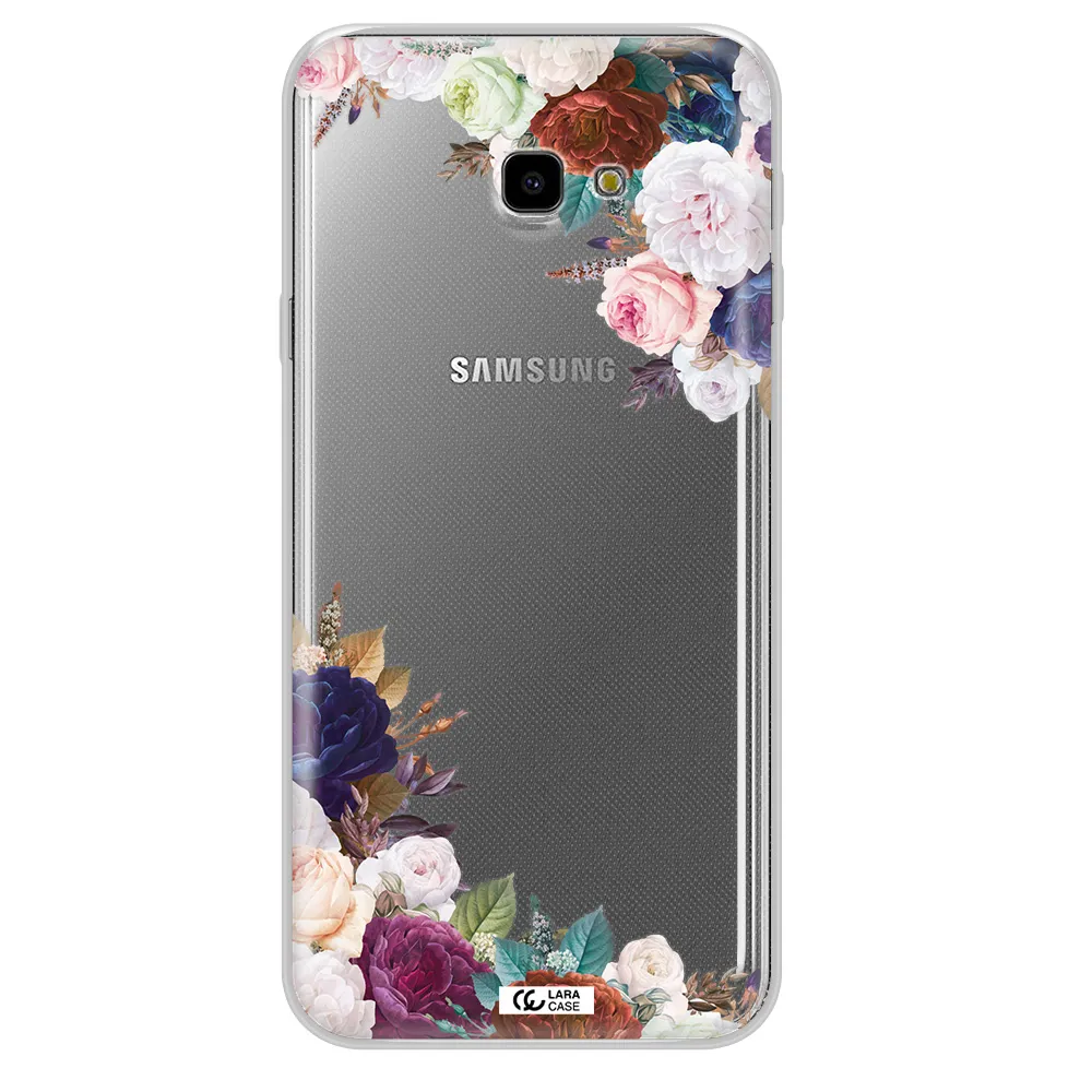 a corner of flowers with leaves Samsung J4 Plus Clear TPU Case