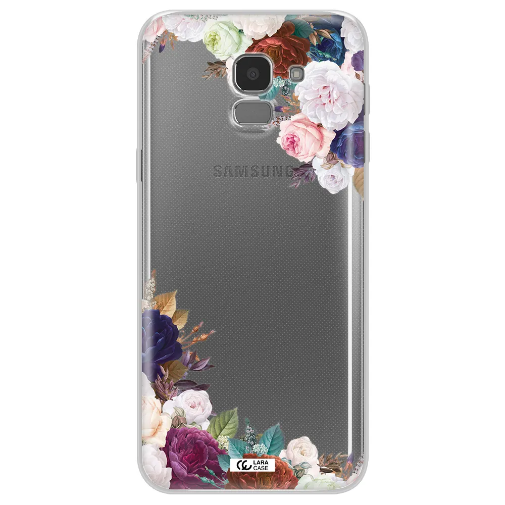 a corner of flowers with leaves Samsung J6 Clear TPU Case