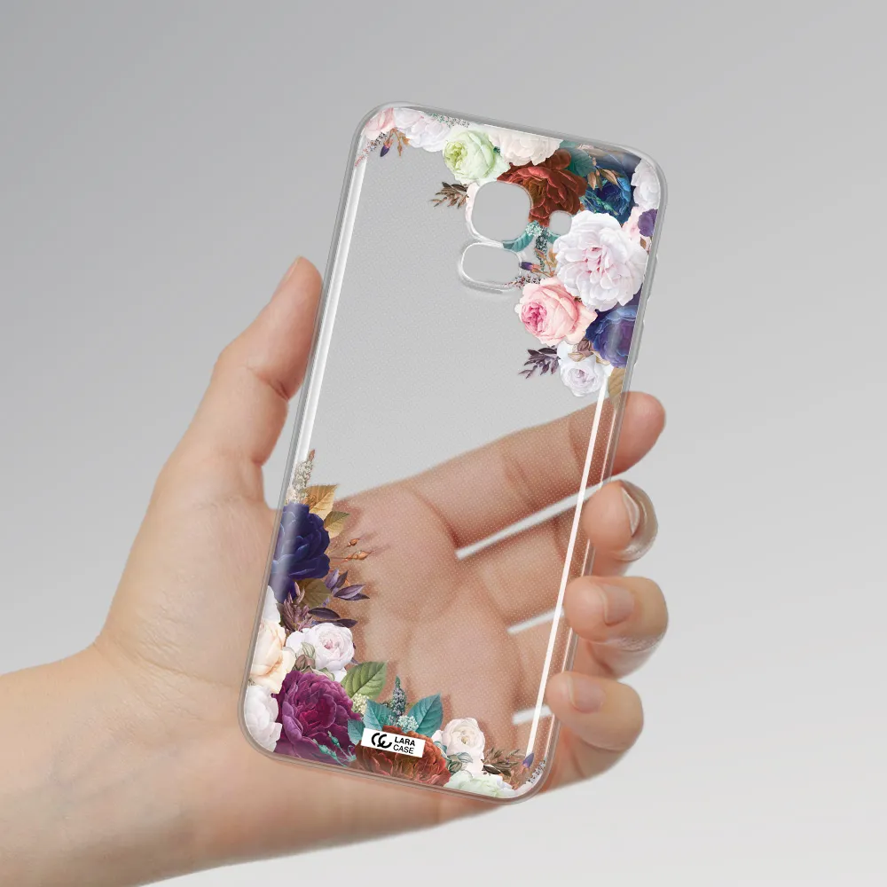 a corner of flowers with leaves Samsung J6 Clear TPU Case