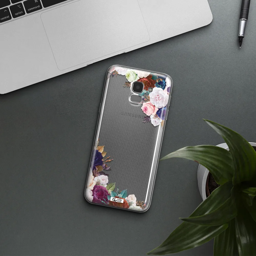 a corner of flowers with leaves Samsung J6 Clear TPU Case