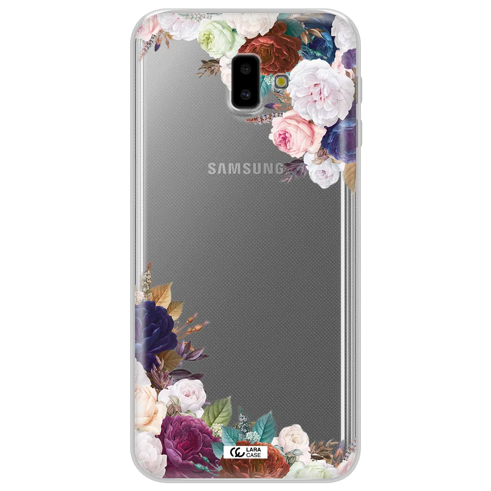 a corner of flowers with leaves Samsung J6 Plus Clear TPU Case