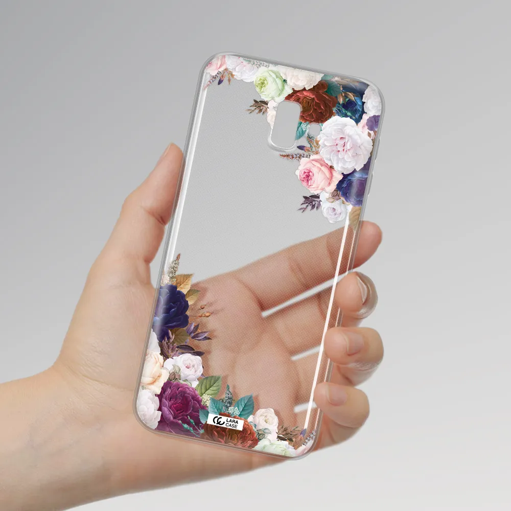 a corner of flowers with leaves Samsung J6 Plus Clear TPU Case