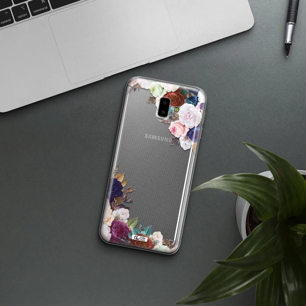 a corner of flowers with leaves Samsung J6 Plus Clear TPU Case
