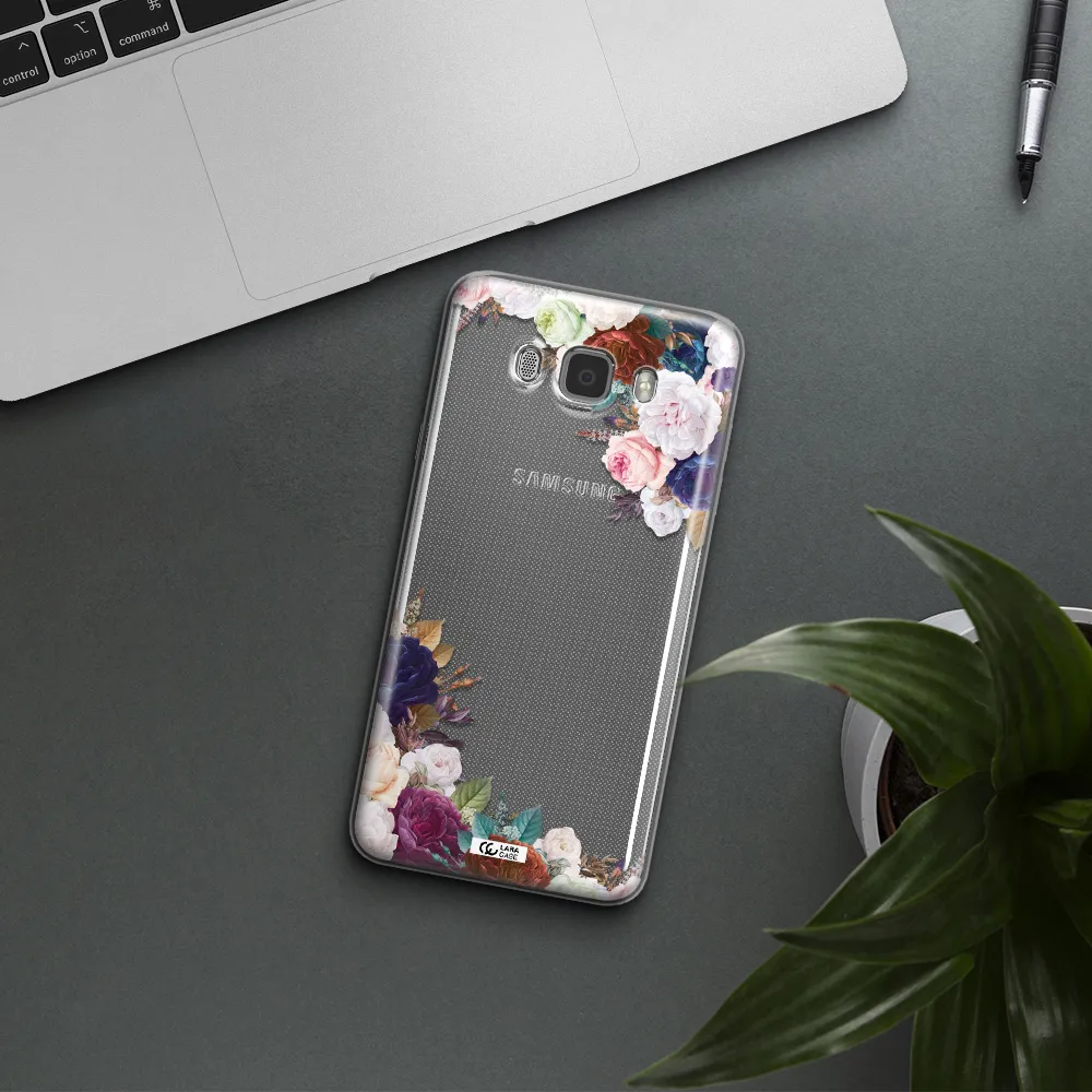 a corner of flowers with leaves Samsung J7 2016 Clear TPU Case