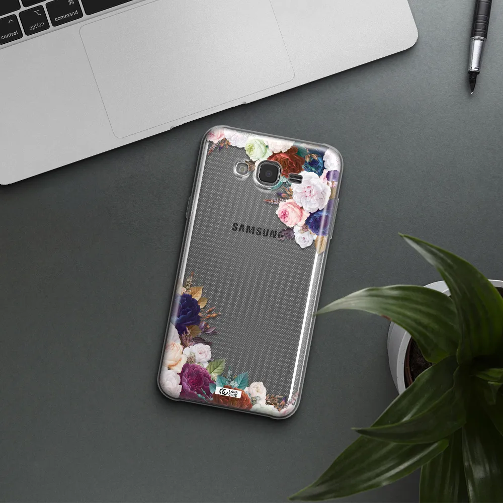 a corner of flowers with leaves Samsung J7 Core Clear TPU Case