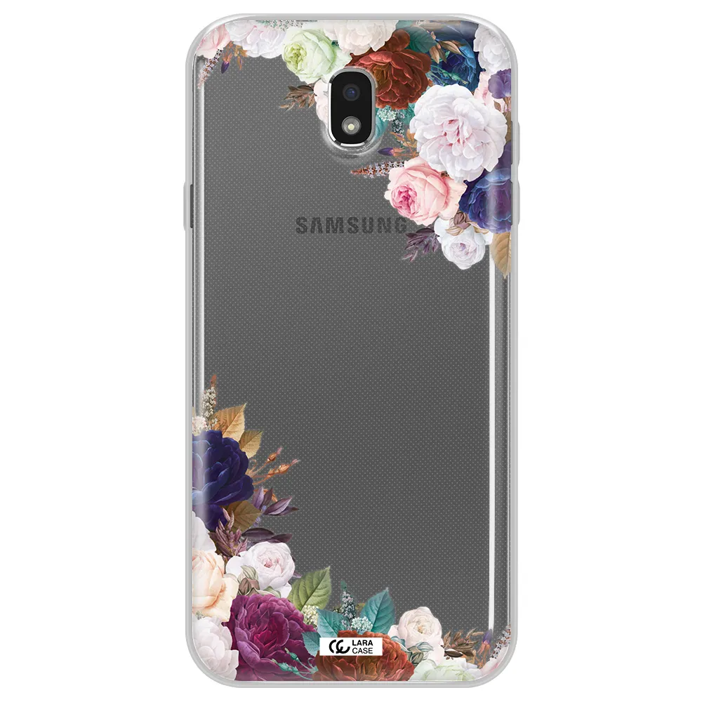 a corner of flowers with leaves Samsung J7 Pro Clear TPU Case