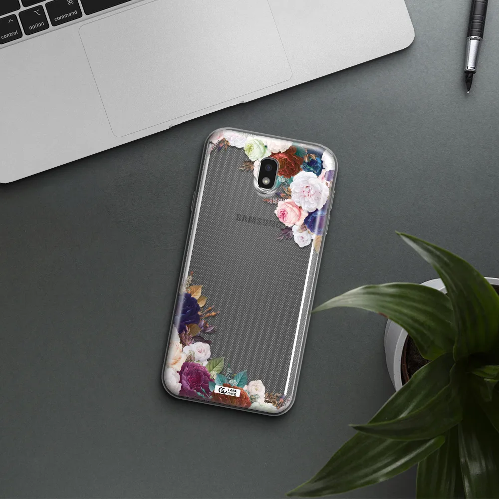 a corner of flowers with leaves Samsung J7 Pro Clear TPU Case