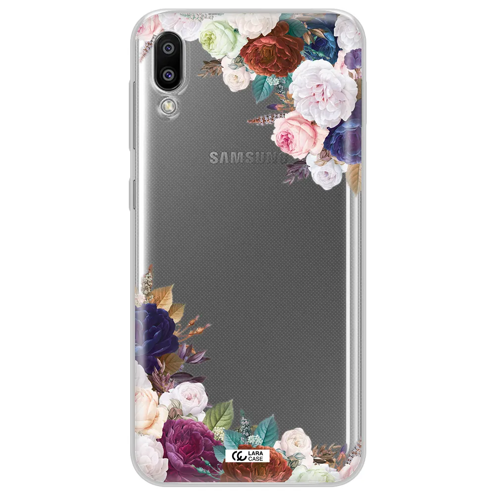 a corner of flowers with leaves Samsung M10 Clear TPU Case